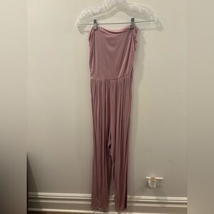 Mauve Strapless Jumpsuit with Pockets (Small) From Primp Boutique